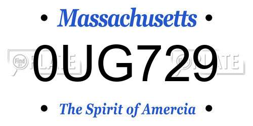 0UG729 Massachusetts License Plate