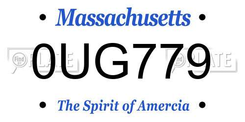 0UG779 Massachusetts License Plate