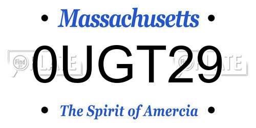 0UGT29 Massachusetts License Plate