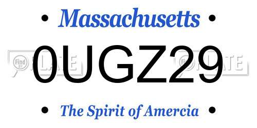 0UGZ29 Massachusetts License Plate