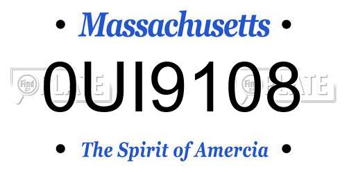 0UI9108 Massachusetts License Plate