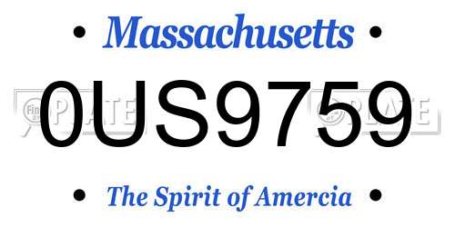 0US9759 Massachusetts License Plate