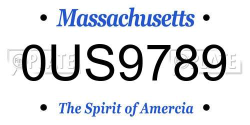 0US9789 Massachusetts License Plate