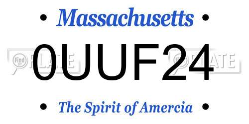0UUF24 Massachusetts License Plate