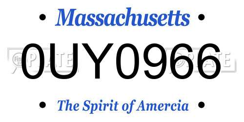 0UY0966 Massachusetts License Plate