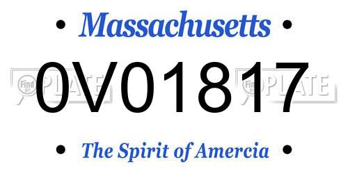 0V01817 Massachusetts License Plate