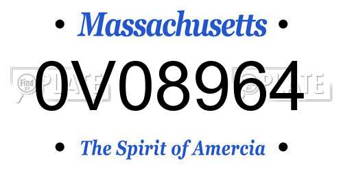 0V08964 Massachusetts License Plate
