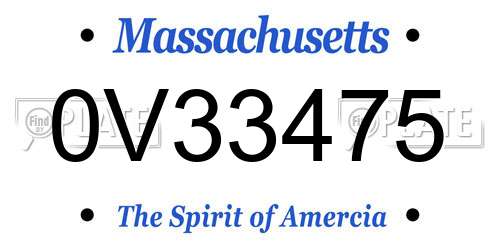0V33475 Massachusetts License Plate