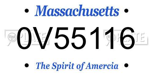 0V55116 Massachusetts License Plate