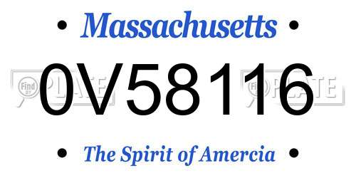 0V58116 Massachusetts License Plate