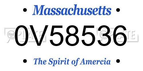 0V58536 Massachusetts License Plate