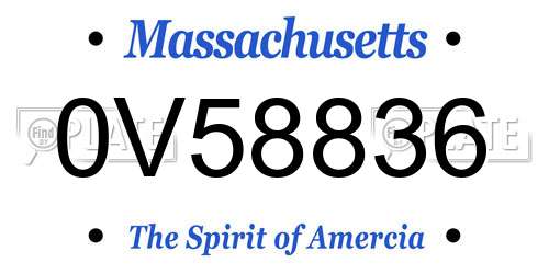 0V58836 Massachusetts License Plate