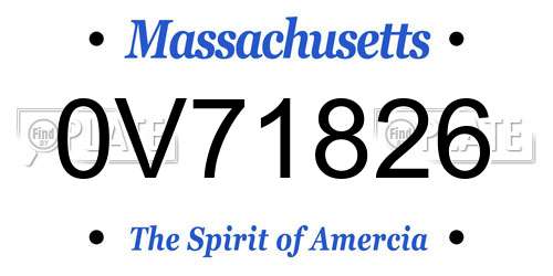 0V71826 Massachusetts License Plate