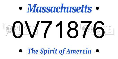 0V71876 Massachusetts License Plate