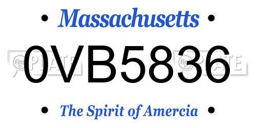 0VB5836 Massachusetts License Plate