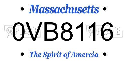 0VB8116 Massachusetts License Plate