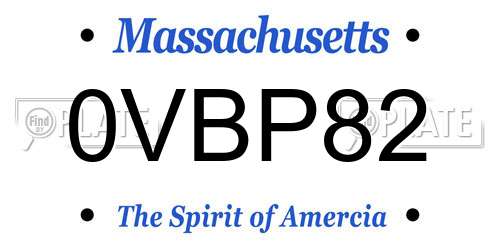 0VBP82 Massachusetts License Plate