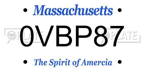 0VBP87 Massachusetts License Plate