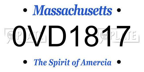 0VD1817 Massachusetts License Plate