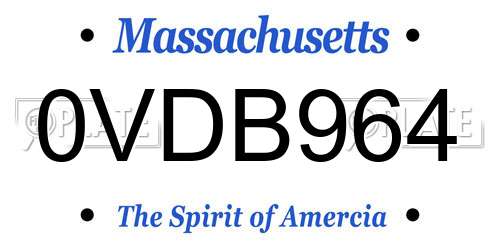0VDB964 Massachusetts License Plate
