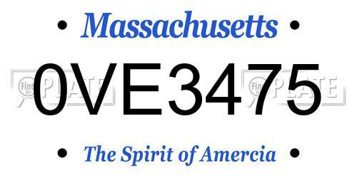 0VE3475 Massachusetts License Plate