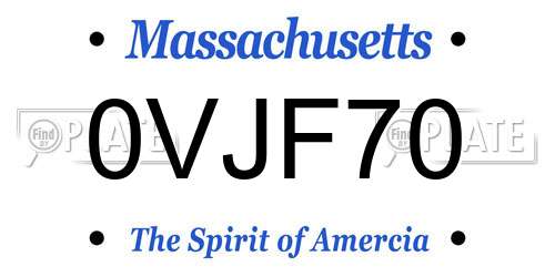 0VJF70 Massachusetts License Plate