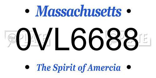 0VL6688 Massachusetts License Plate
