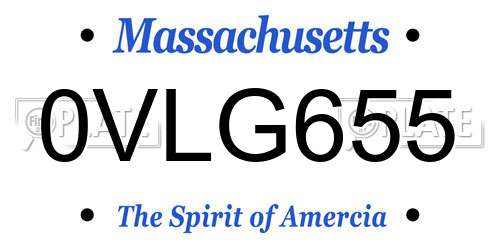 0VLG655 Massachusetts License Plate
