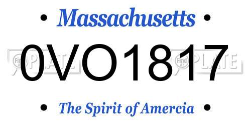 0VO1817 Massachusetts License Plate