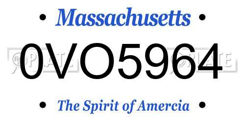 0VO5964 Massachusetts License Plate