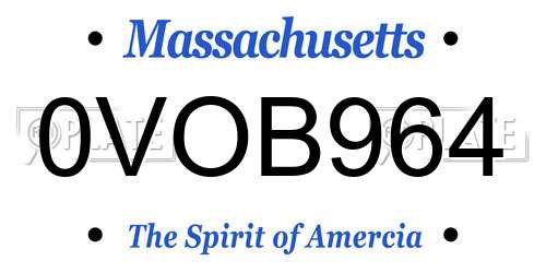 0VOB964 Massachusetts License Plate