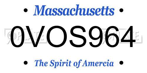 0VOS964 Massachusetts License Plate