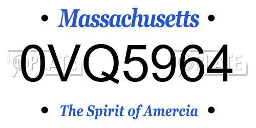 0VQ5964 Massachusetts License Plate