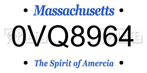 0VQ8964 Massachusetts License Plate