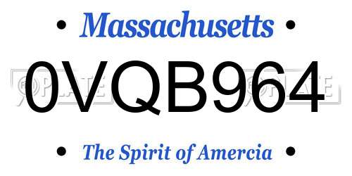 0VQB964 Massachusetts License Plate