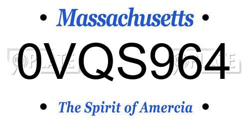 0VQS964 Massachusetts License Plate