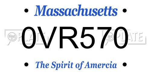 0VR570 Massachusetts License Plate
