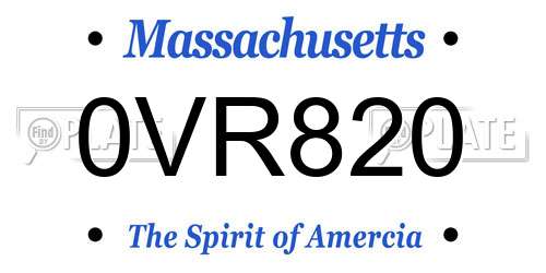 0VR820 Massachusetts License Plate