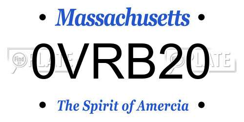 0VRB20 Massachusetts License Plate