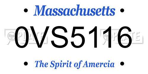 0VS5116 Massachusetts License Plate