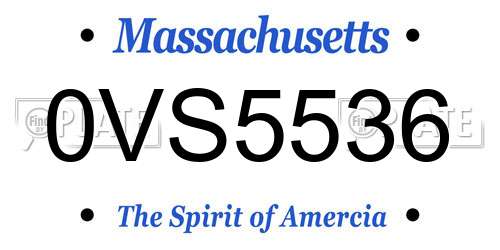 0VS5536 Massachusetts License Plate