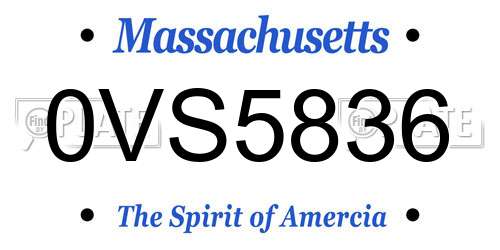 0VS5836 Massachusetts License Plate