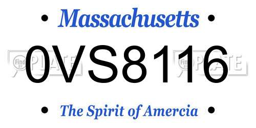 0VS8116 Massachusetts License Plate