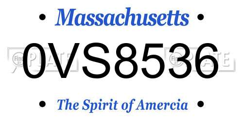 0VS8536 Massachusetts License Plate