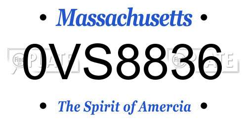 0VS8836 Massachusetts License Plate