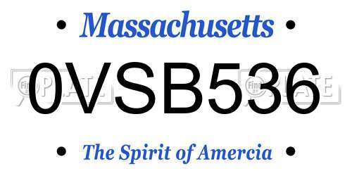 0VSB536 Massachusetts License Plate