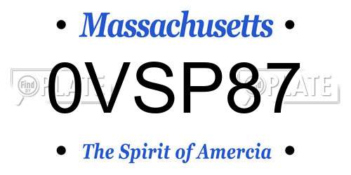 0VSP87 Massachusetts License Plate