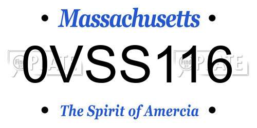 0VSS116 Massachusetts License Plate