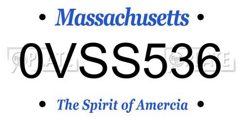 0VSS536 Massachusetts License Plate
