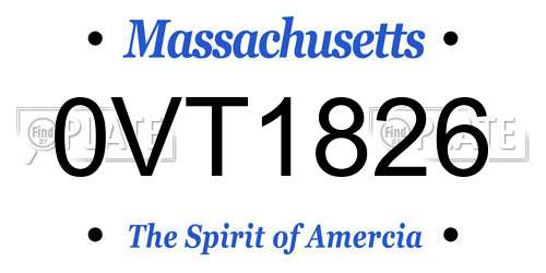 0VT1826 Massachusetts License Plate